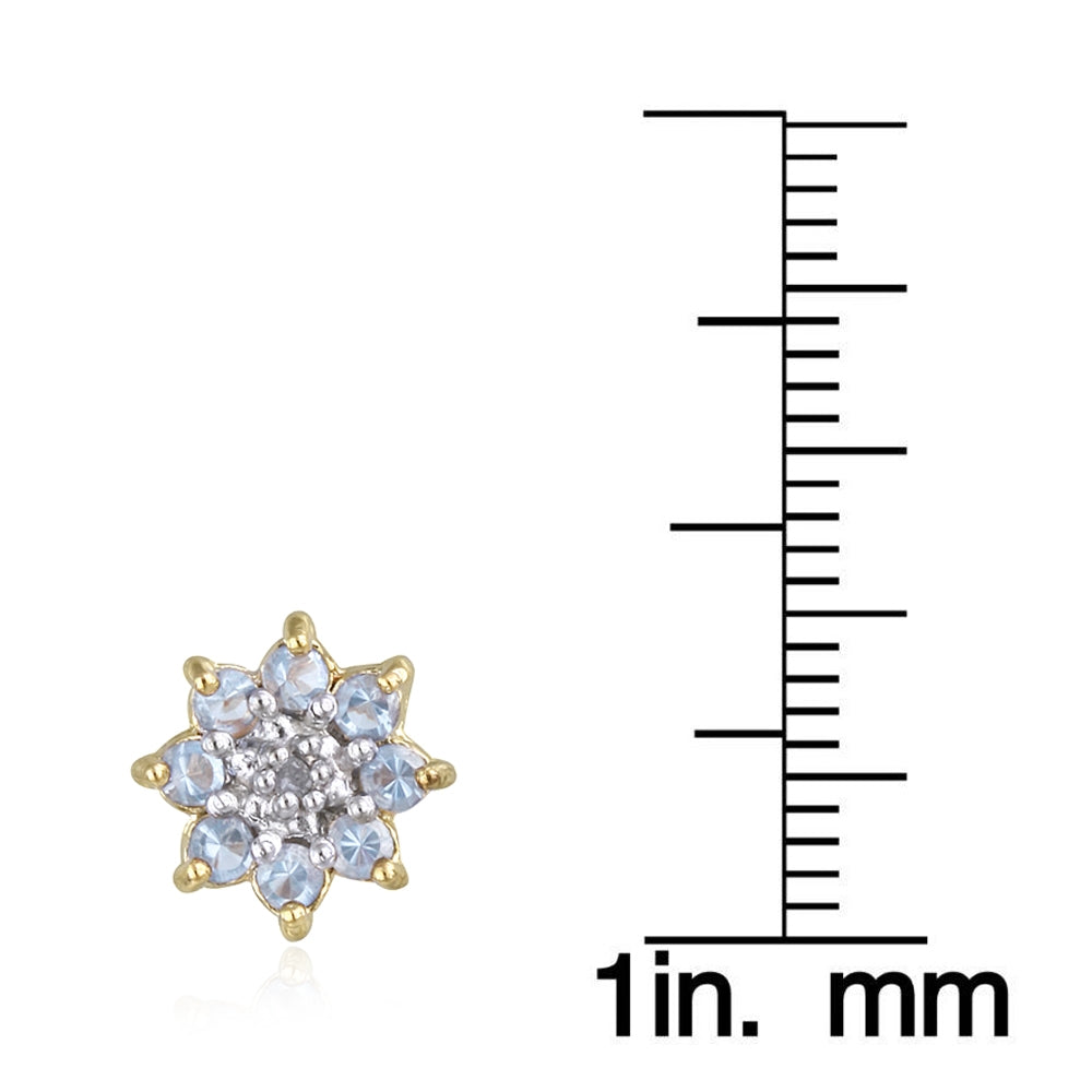 18K Gold over Sterling Silver Lavender CZ & Diamond Accent Flower Stud Earrings-3