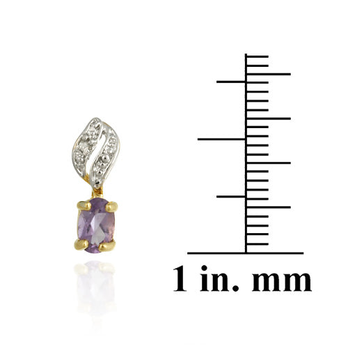 18K Gold over Sterling Silver Amethyst & Diamond Accent Drop Earrings-3