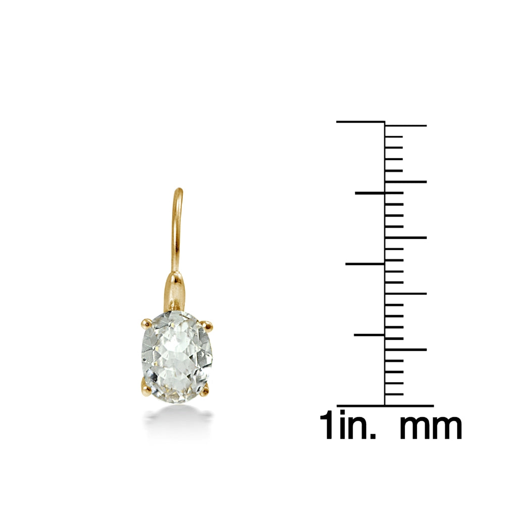 Yellow Gold Flashed Sterling Silver 1Aquamarine 8x6mm Oval Leverback Earrings-4