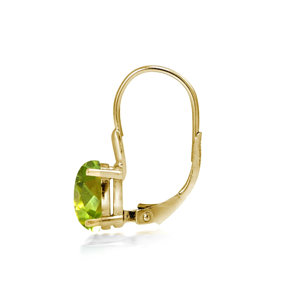 Yellow Gold Flashed Sterling Silver Peridot 8x6mm Oval Leverback Earrings-3