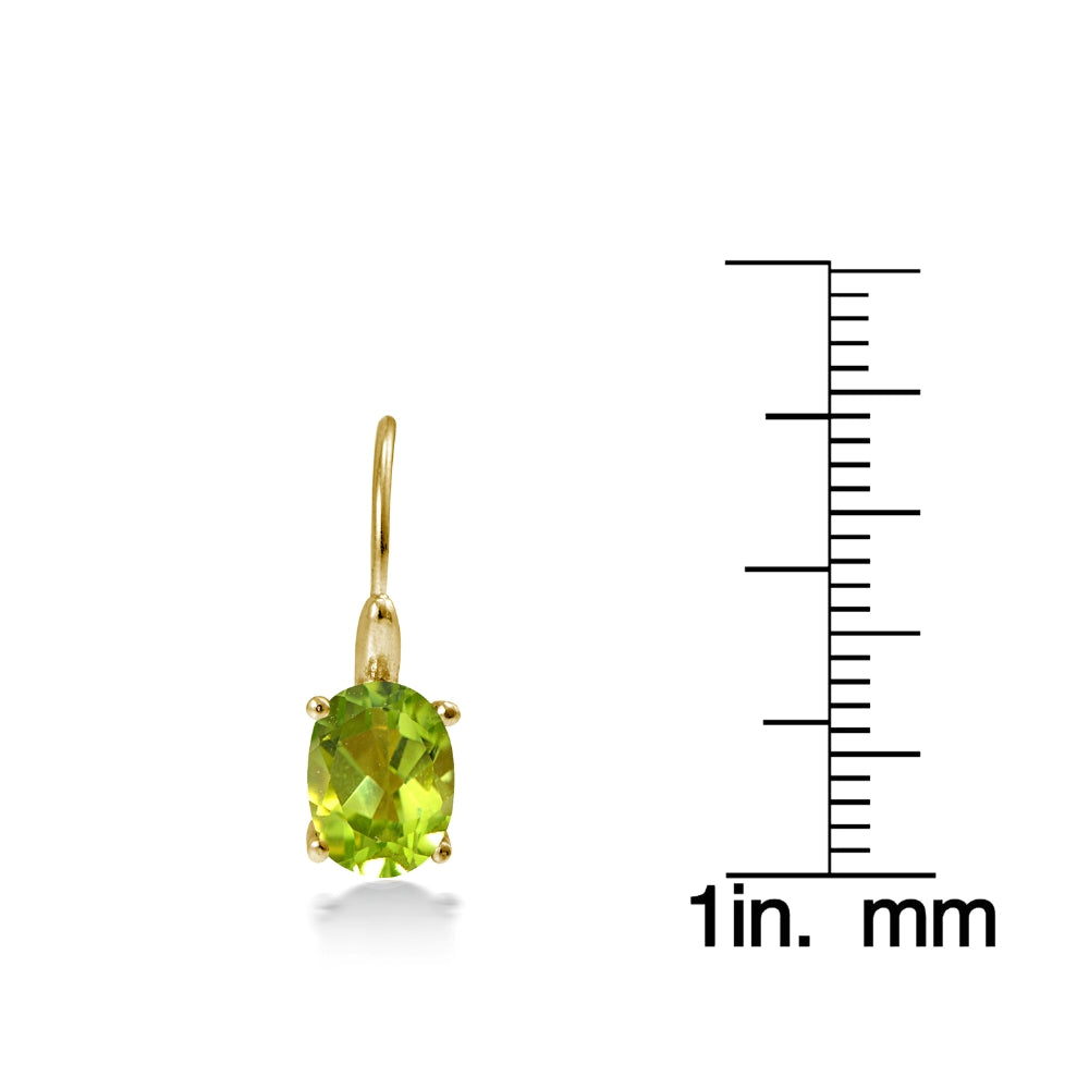 Yellow Gold Flashed Sterling Silver Peridot 8x6mm Oval Leverback Earrings-4