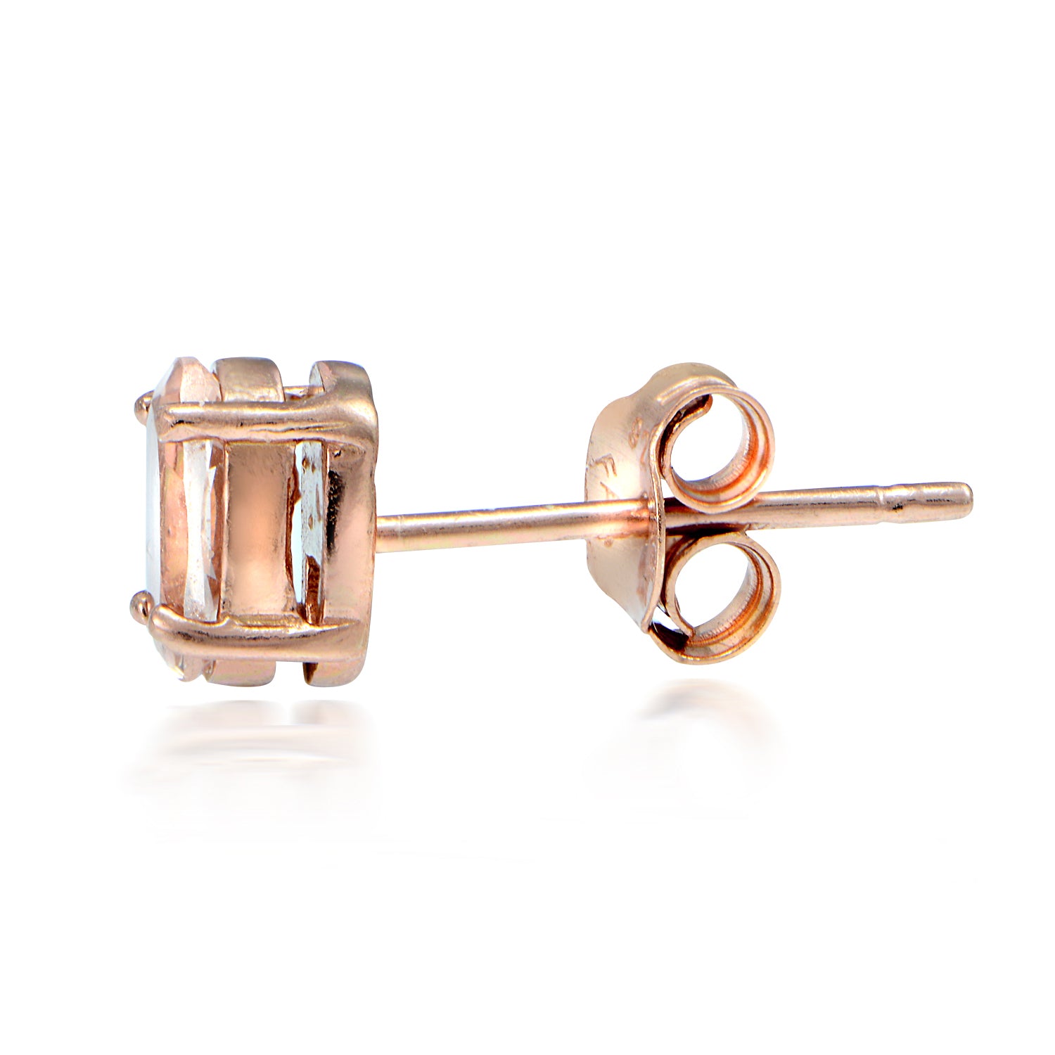 18K Rose over Silver 0.60ct Morganite 6X4 Oval Stud Earrings-2