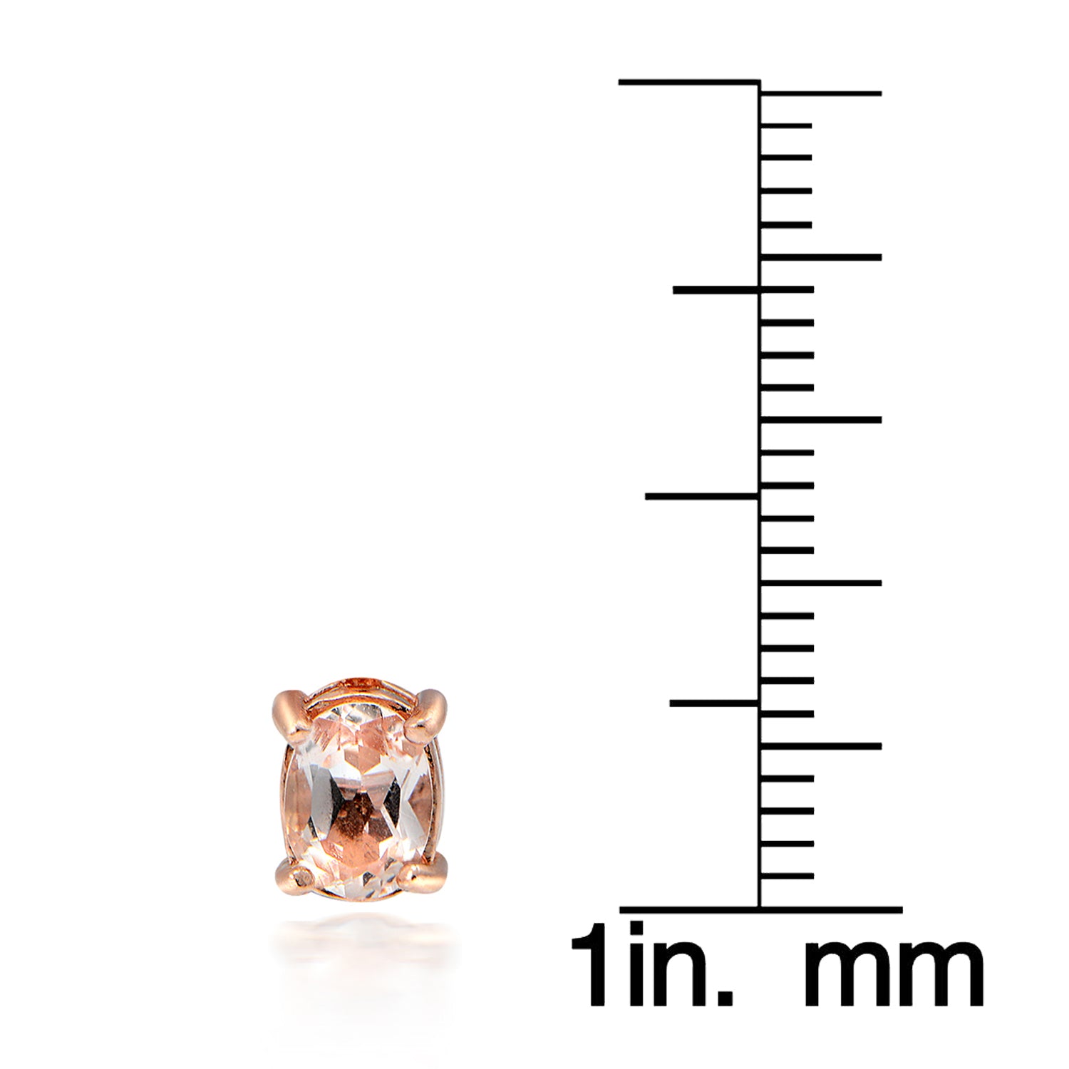 18K Rose over Silver 0.60ct Morganite 6X4 Oval Stud Earrings-3