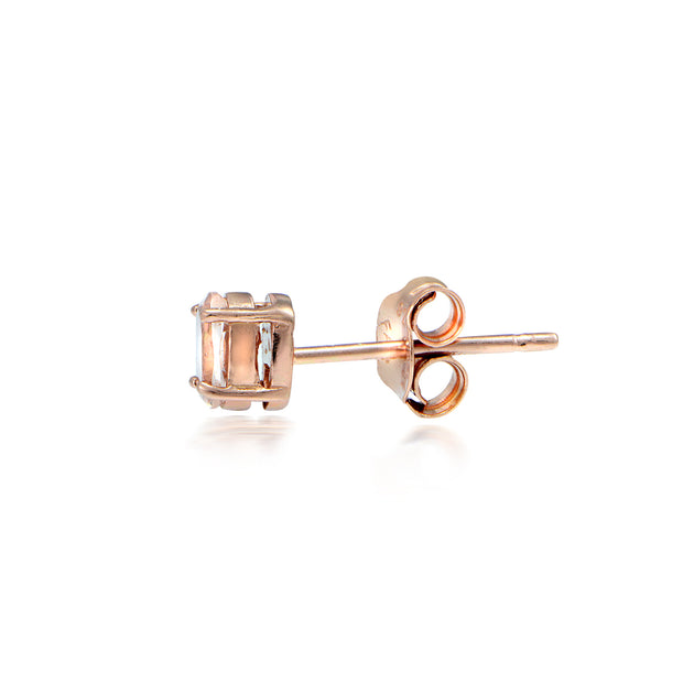 18K Rose Gold over Silver 0.45ct Morganite 4mm Round Stud Earrings