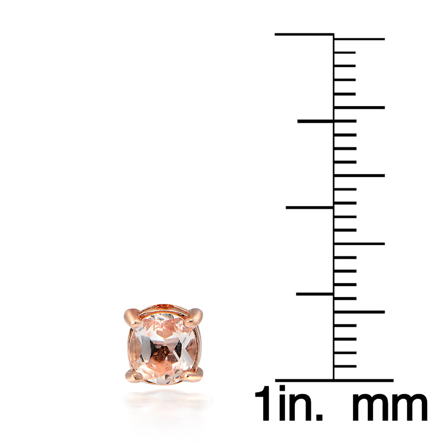 18K Rose Gold over Silver 0.45ct Morganite 4mm Round Stud Earrings-3