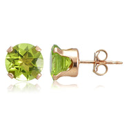 18K Rose Gold over Sterling Silver 2.5ct Peridot Stud Earrings, 7mm
