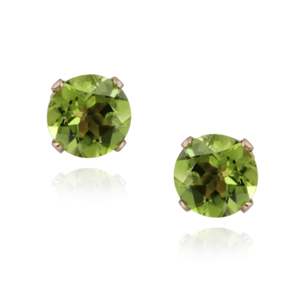 18K Rose Gold over Sterling Silver 2.5ct Peridot Stud Earrings, 7mm-2