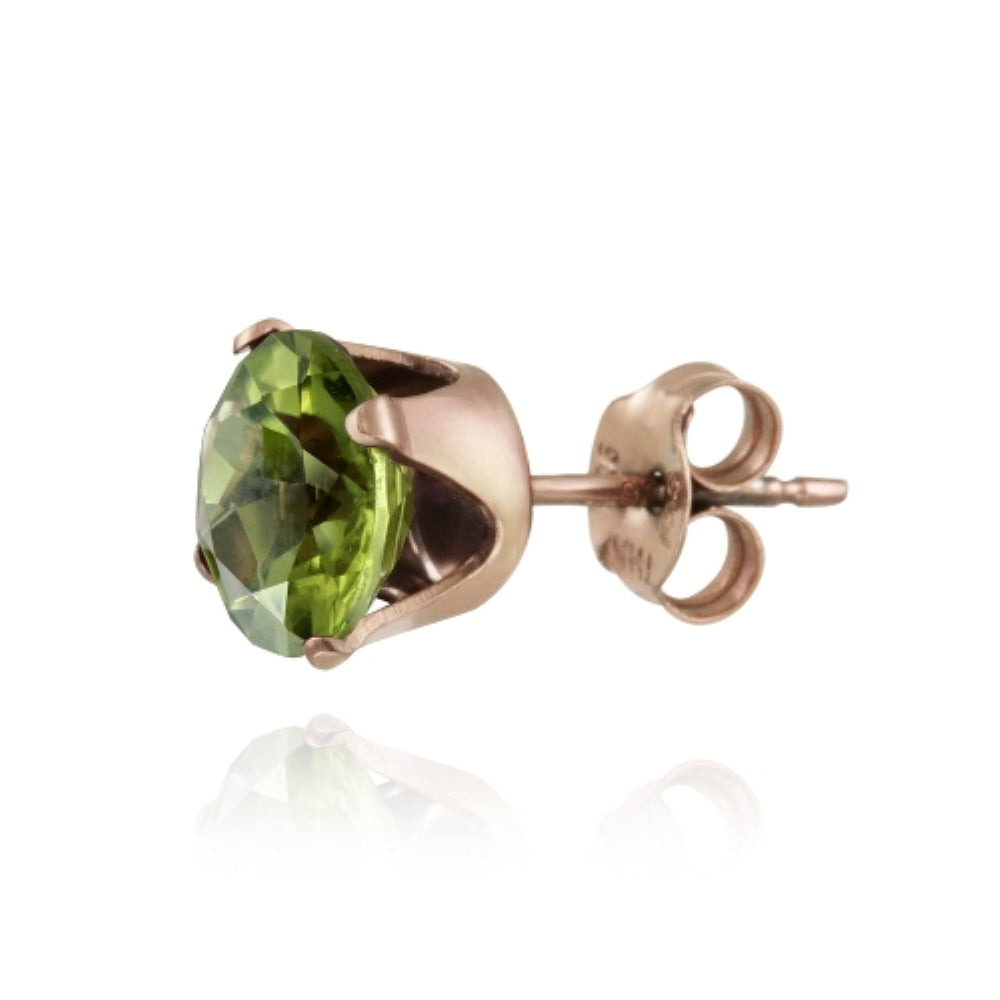 18K Rose Gold over Sterling Silver 2.5ct Peridot Stud Earrings, 7mm-3