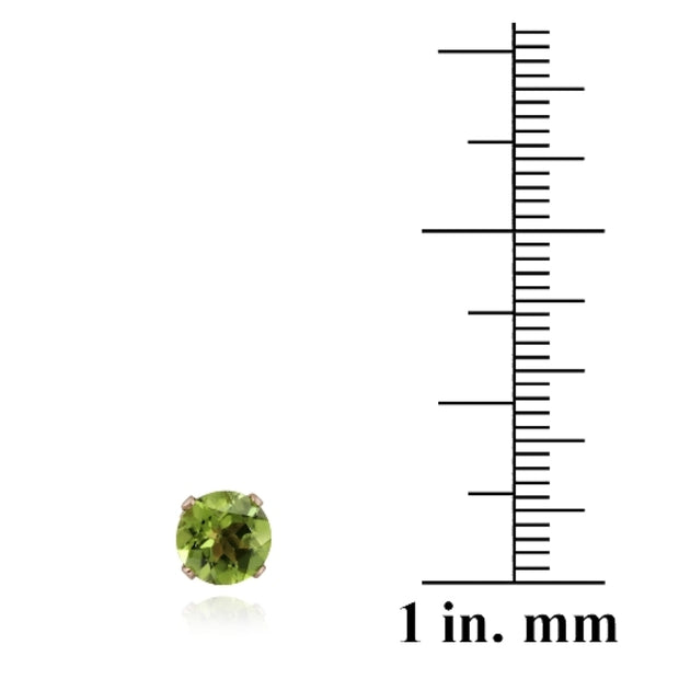 18K Rose Gold over Sterling Silver 2.5ct Peridot Stud Earrings, 7mm