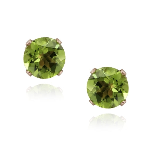 18K Rose Gold over Sterling Silver 2.5ct Peridot Stud Earrings, 7mm-5