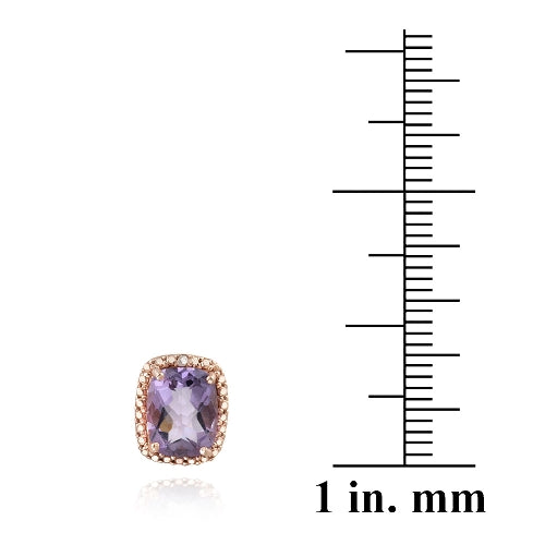 18K Rose Gold over Sterling Silver 4ct Amethyst & Diamond Accent Cushion Cut Earrings-4