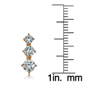 Rose Gold Tone over Sterling Silver Cubic Zirconia Double Curve Crawler Climber Hook Earrings