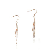 18K Rose Gold over Sterling Silver Three Oval Dangle Earrings