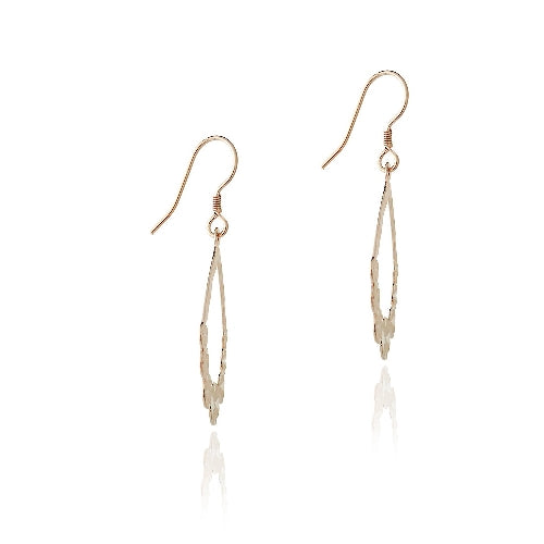 18K Rose Gold over Sterling Silver Textured Flower Open Teardrop Dangle Earrings-2