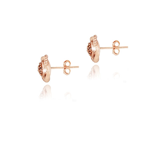 18K Rose Gold over Sterling Silver 1/7ct Red Diamond Love Knot Stud Earrings