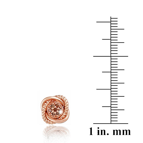 18K Rose Gold over Sterling Silver 1/7ct Red Diamond Love Knot Stud Earrings-3