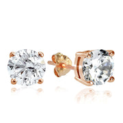 Rose Gold Tone over Sterling Silver 5.5ct Cubic Zirconia 9mm Round Stud Earrings