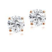 Rose Gold Tone over Sterling Silver 5.5ct Cubic Zirconia 9mm Round Stud Earrings