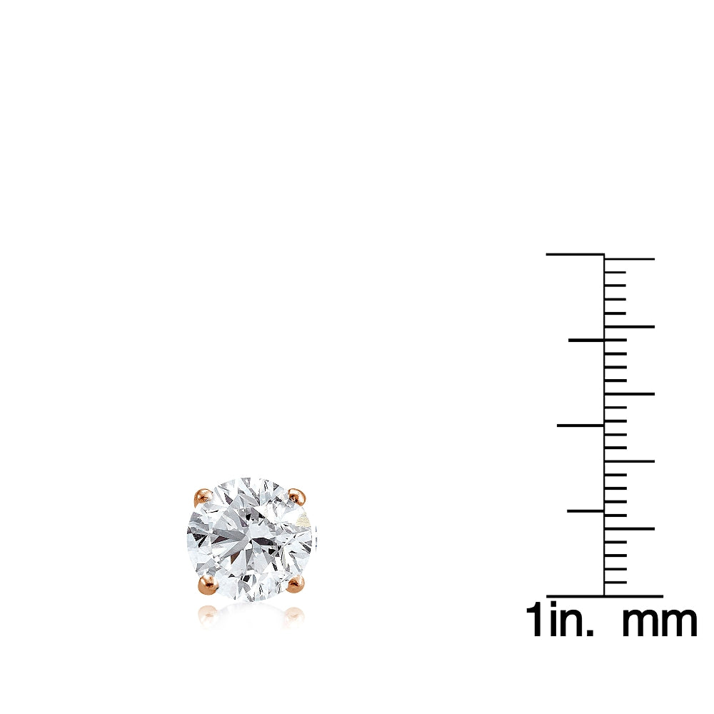 Rose Gold Tone over Sterling Silver 5.5ct Cubic Zirconia 9mm Round Stud Earrings-3