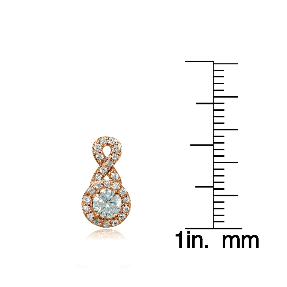 Rose Gold Flashed Sterling Silver Cubic Zirconia Infinity Stud Earrings-3