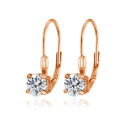 Rose Gold Flashed Sterling Silver Round Prong-Set Leverback Earrings Created with Swarovski Zironica