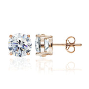 Rose Gold Flashed Sterling Silver Round 8mm  Solitaire Stud Earrings created with Swarovski Zirconia
