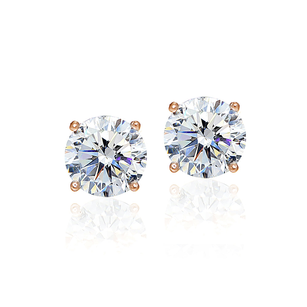 Rose Gold Flashed Sterling Silver Round 8mm  Solitaire Stud Earrings created with Swarovski Zirconia-2