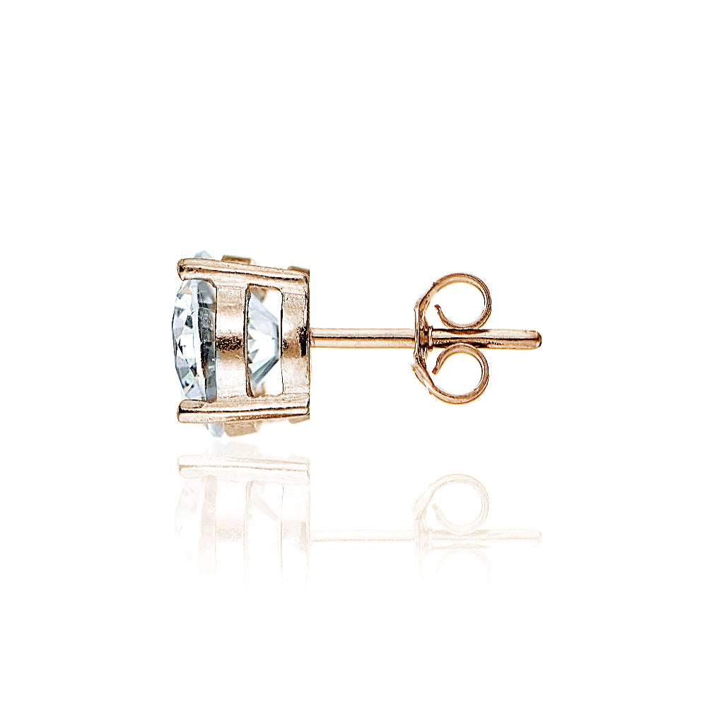Rose Gold Flashed Sterling Silver Round 8mm  Solitaire Stud Earrings created with Swarovski Zirconia-3