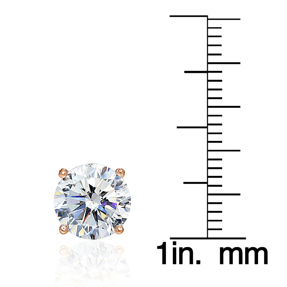 Rose Gold Flashed Sterling Silver Round 8mm  Solitaire Stud Earrings created with Swarovski Zirconia-4