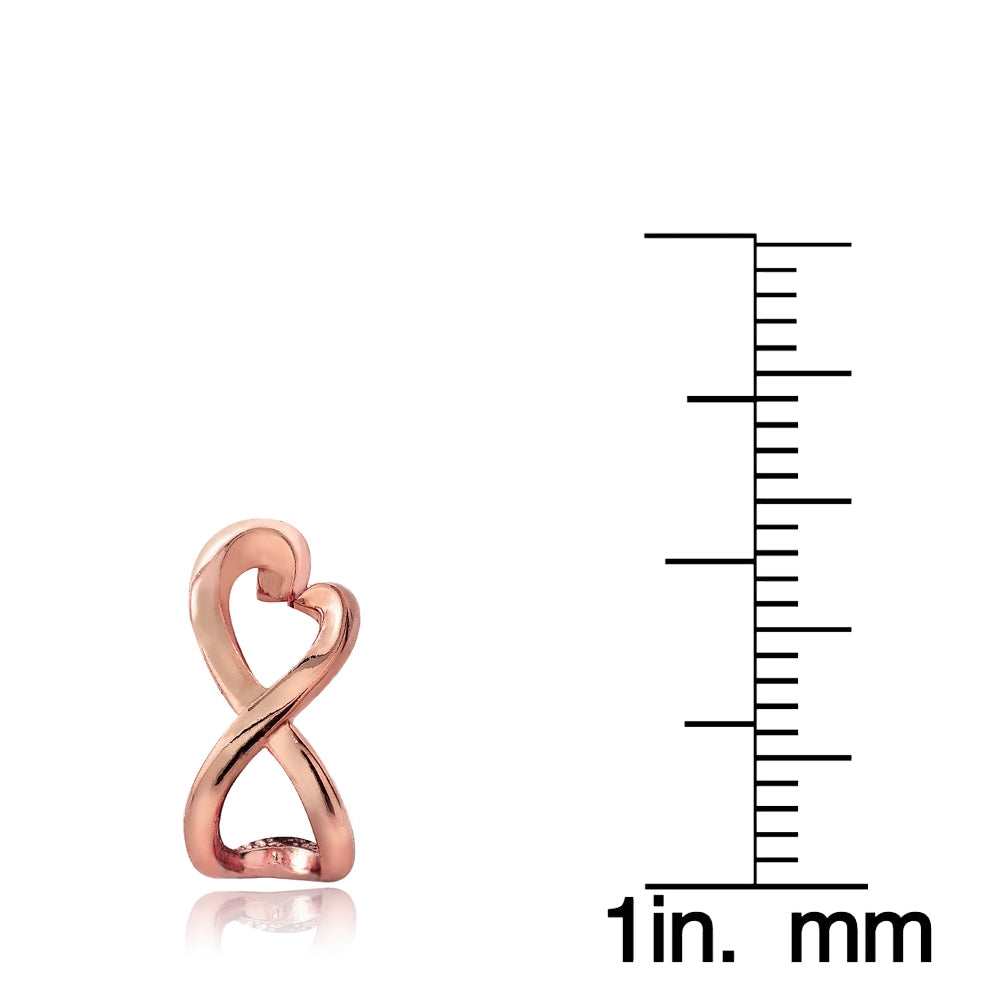 Rose Gold Tone over Sterling Silver Infinity Heart Half Hoop Earrings-3