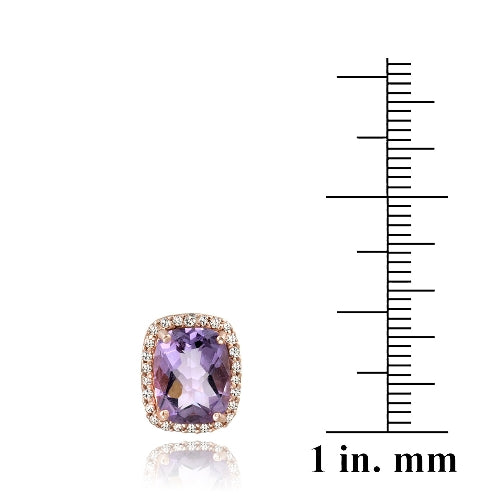 Rose Gold Tone over Silver 4.5ct Amethyst & White Topaz Rectangle Stud Earrings-3