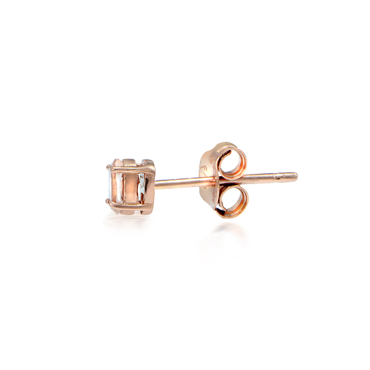 18k Rose Gold over Silver Morganite 3mm Round Stud Earrings-2