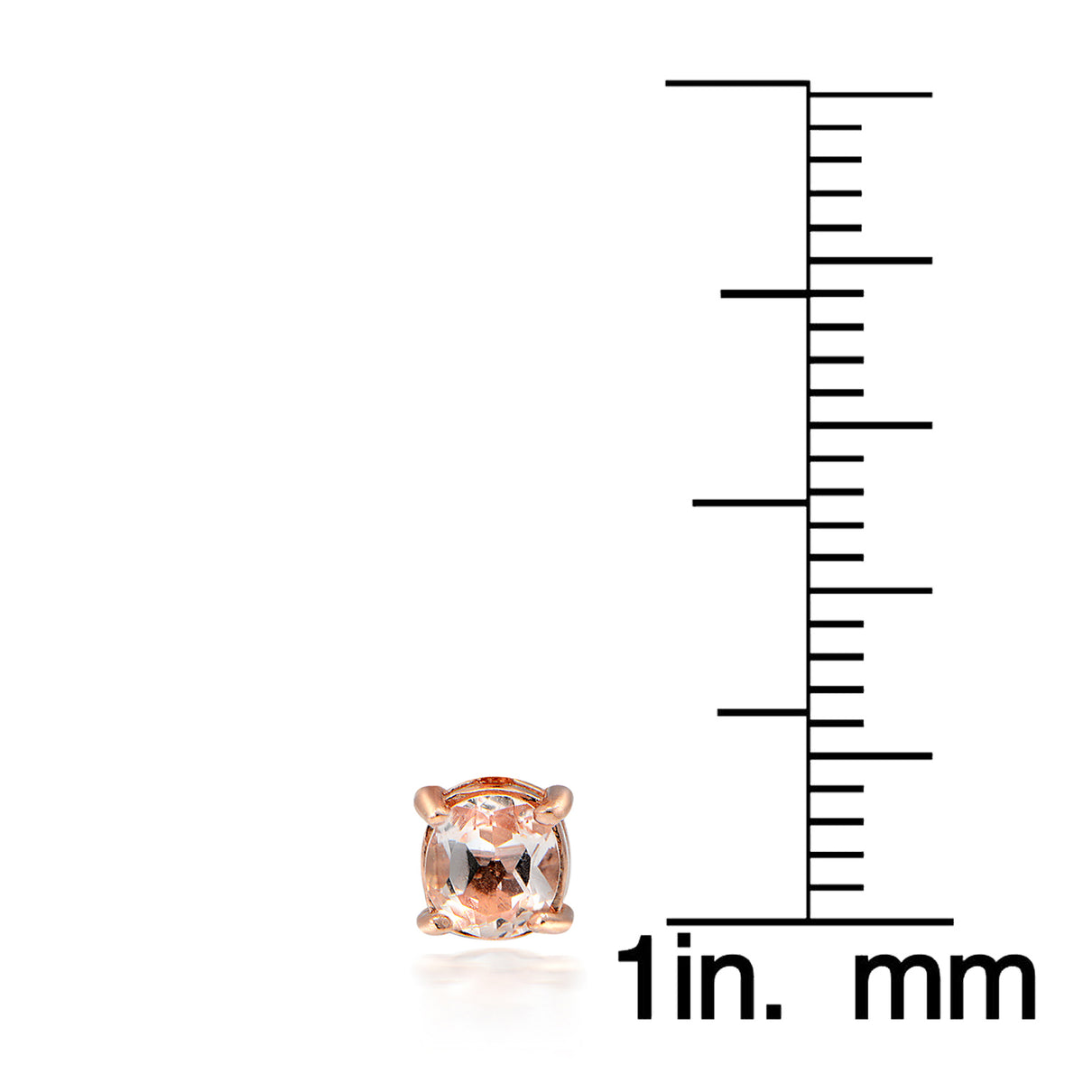 18k Rose Gold over Silver Morganite 3mm Round Stud Earrings-3