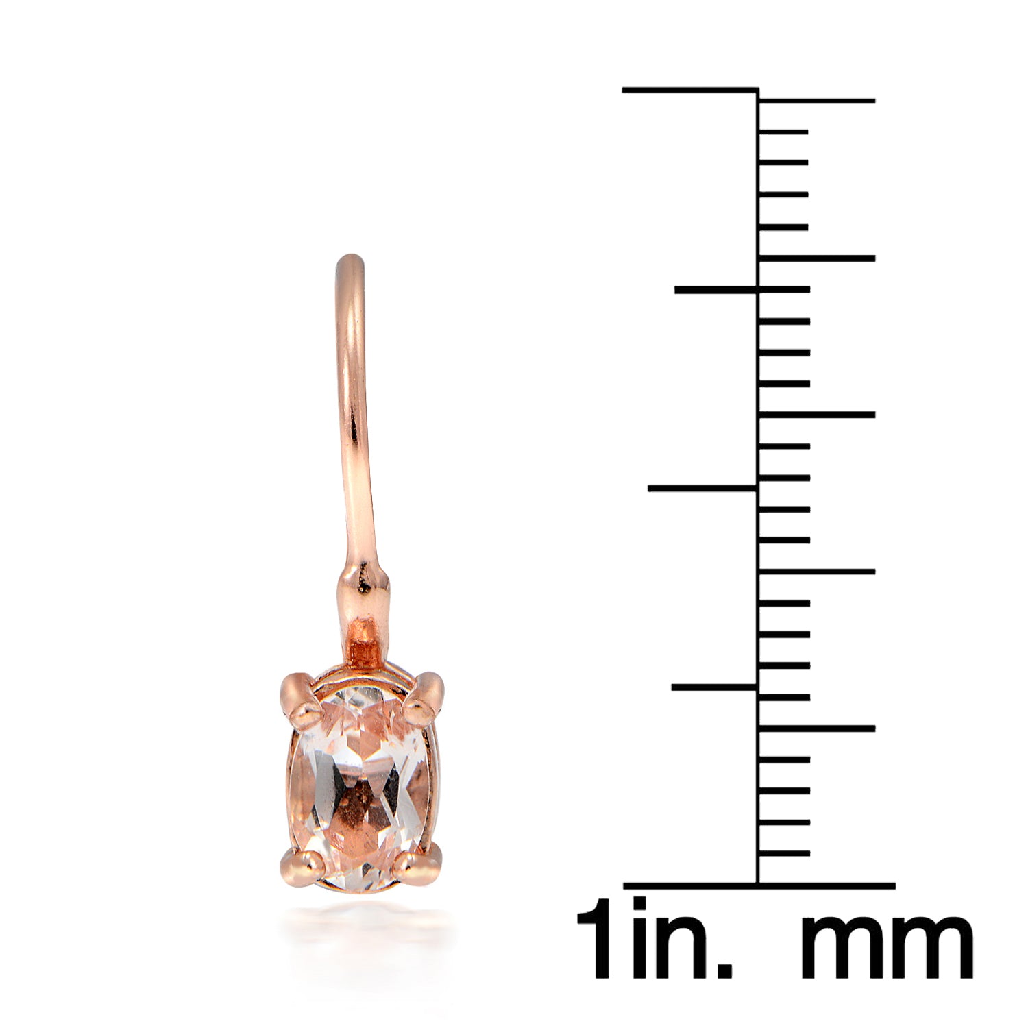 18k Rose Gold over Silver 0.60ct Morganite Oval Leverback Earrings-3