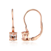 18K Rose Gold over Silver 0.45ct Morganite 4mm Round Leverback Earrings