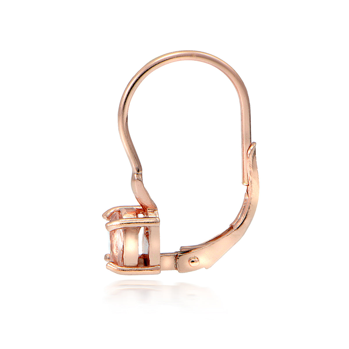 18K Rose Gold over Silver 0.45ct Morganite 4mm Round Leverback Earrings-2