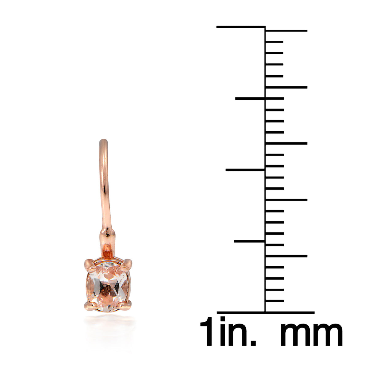 18K Rose Gold over Silver 0.45ct Morganite 4mm Round Leverback Earrings-3