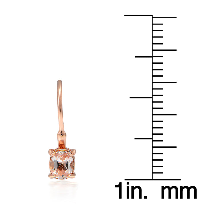 18K Rose Gold over Silver 0.45ct Morganite 4mm Round Leverback Earrings