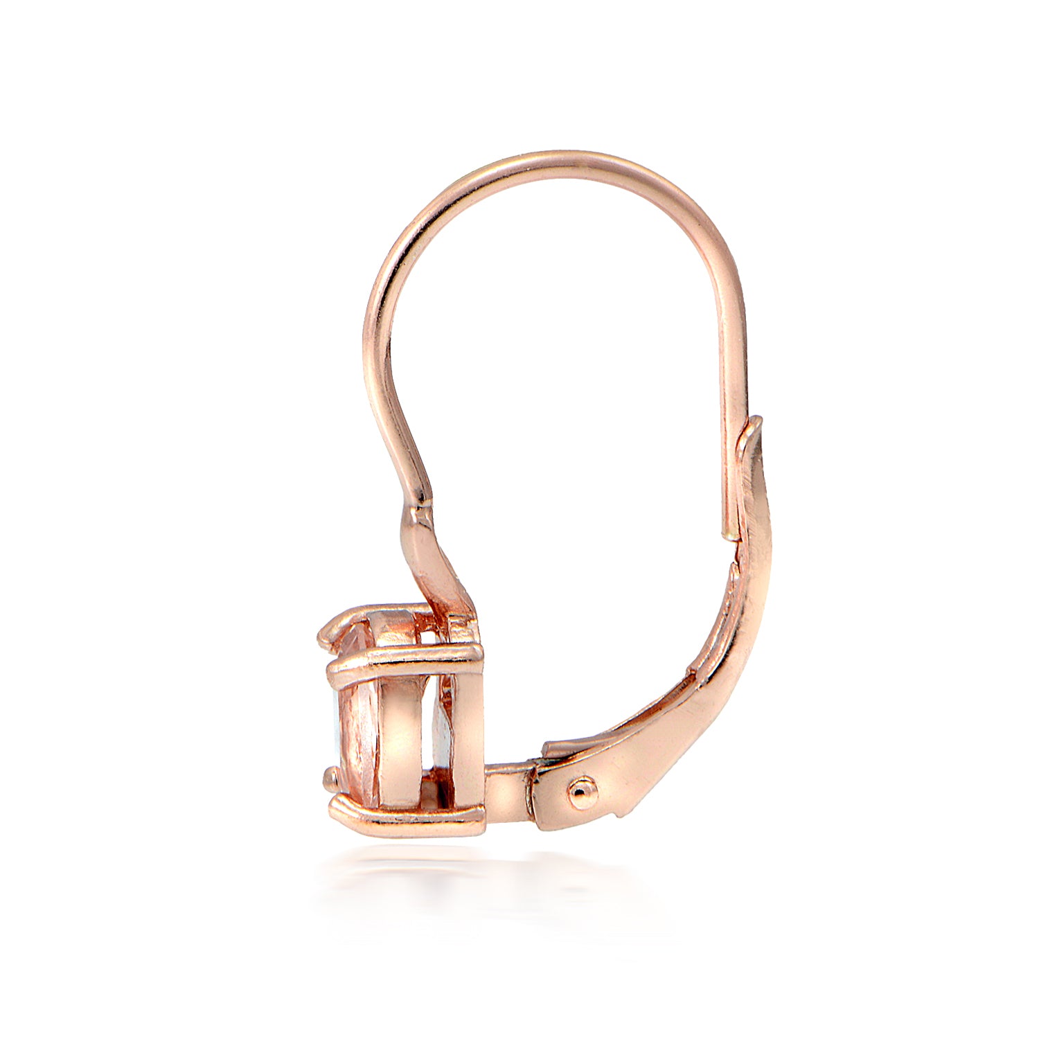 18K Rose Gold over Sterling Silver Morganite Oval Leverback Earrings-2