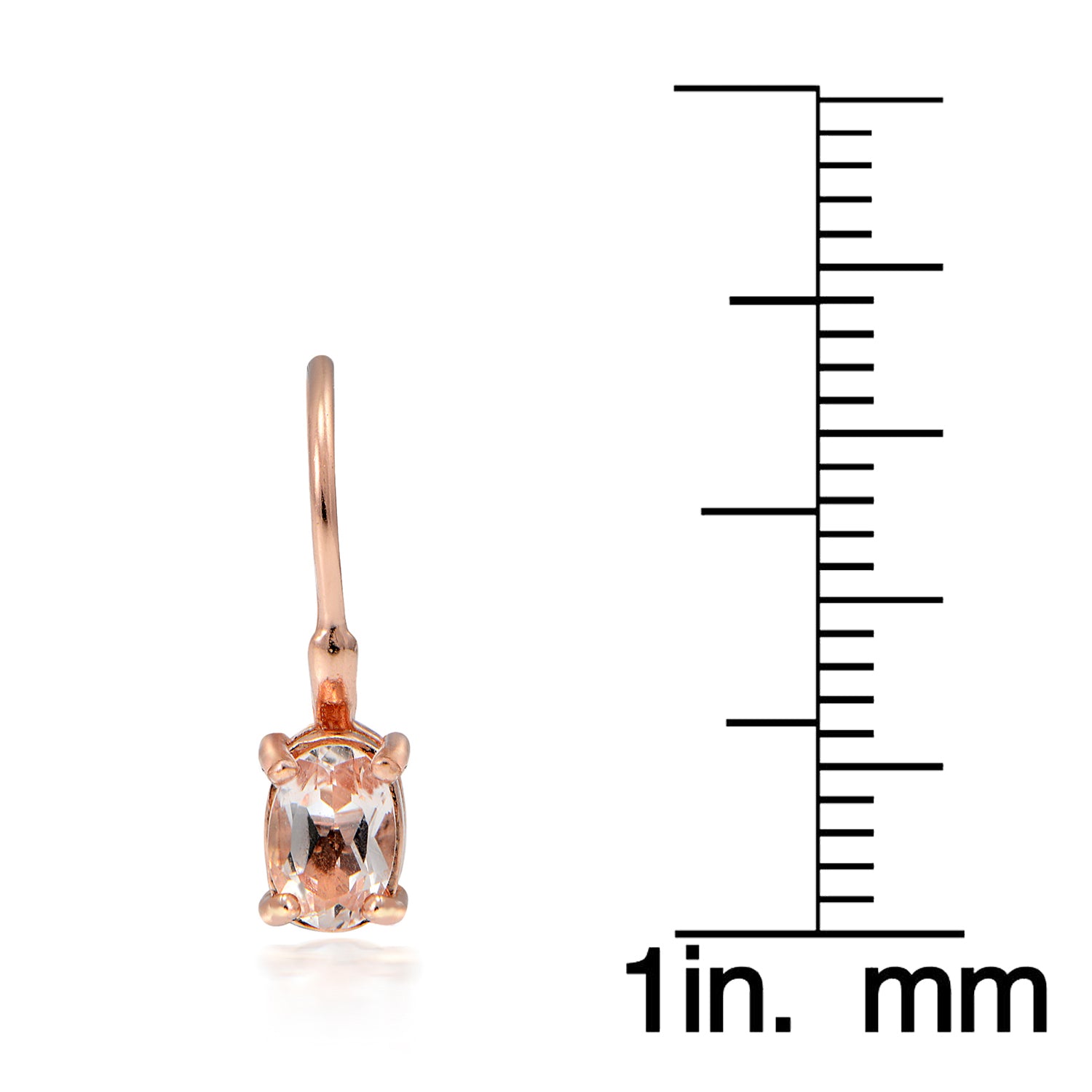 18K Rose Gold over Sterling Silver Morganite Oval Leverback Earrings-3