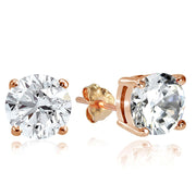 Rose Gold Tone over Sterling Silver 7.75ct Cubic Zirconia 10mm Round Stud Earrings