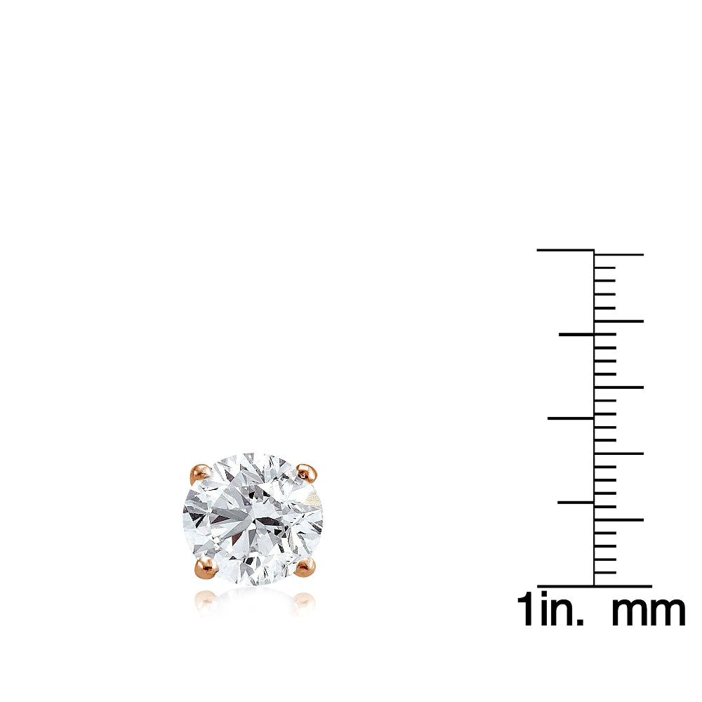 Rose Gold Tone over Sterling Silver 7.75ct Cubic Zirconia 10mm Round Stud Earrings-3