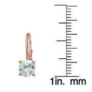 Rose Gold Flashed Sterling Silver Aquamarine 6mm Round Leverback Earrings