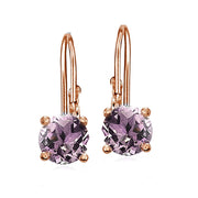Rose Gold Flashed Sterling Silver Created Alexandrite 6mm Round Leverback Earrings
