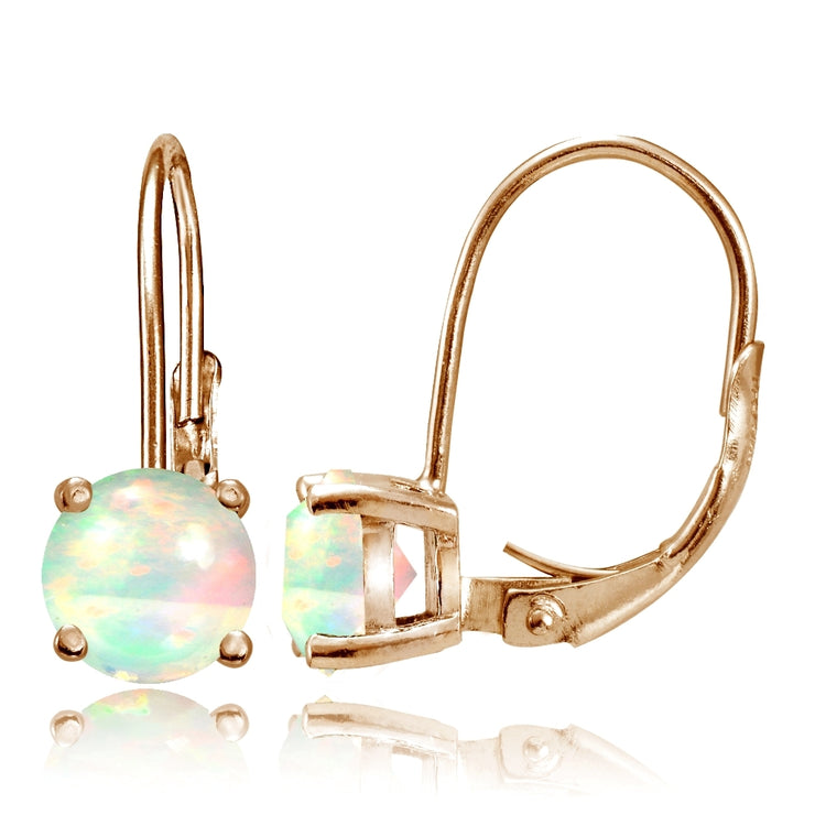Rose Gold Tone over Sterling Silver 1.1 ct Ethiopian Opal 6mm Round Leverback Earrings