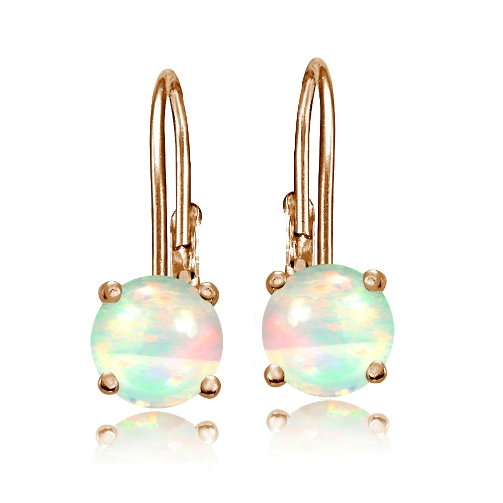 Rose Gold Tone over Sterling Silver 1.1 ct Ethiopian Opal 6mm Round Leverback Earrings-2