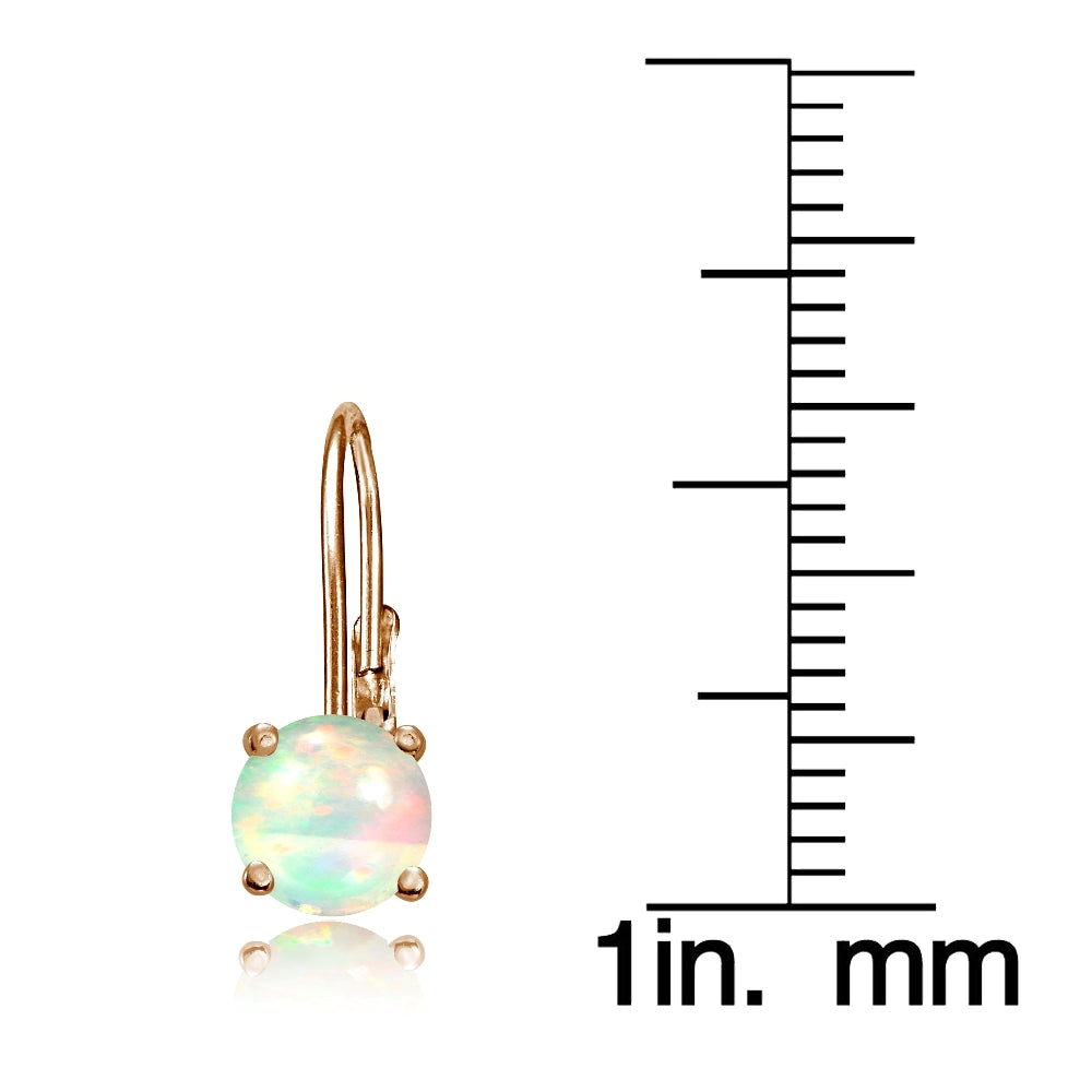 Rose Gold Tone over Sterling Silver 1.1 ct Ethiopian Opal 6mm Round Leverback Earrings-3