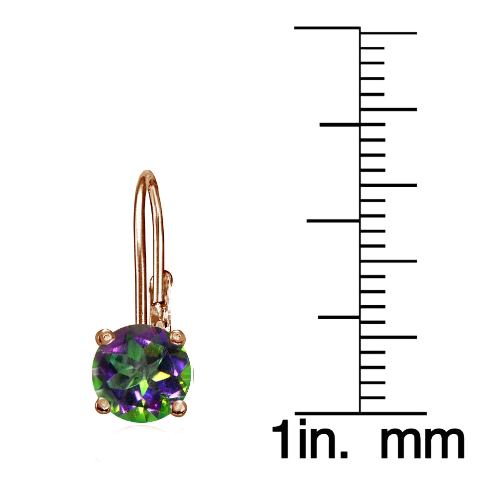 Rose Gold Flashed Sterling Silver Green Mystic Topaz 6mm Round Leverback Earrings-3