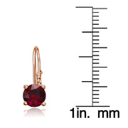 Rose Gold Flashed Sterling Silver Garnet 6mm Round Leverback Earrings