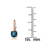 Rose Gold Flashed Sterling Silver London Blue Topaz 6mm Round Leverback Earrings